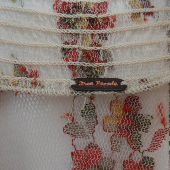 Free People Mesh Layering Top Reversable Floral Permanent Lined Ruched Shirt L - Picture 5 of 7